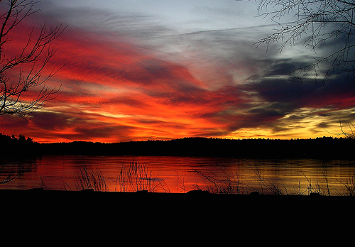 Sunset Over Frozen Lake Nagog